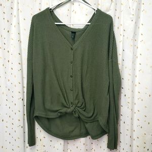 Green Waffle Sweater
